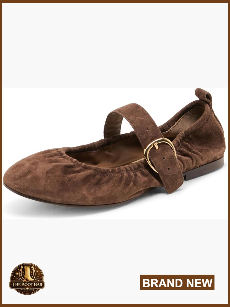 Suede Ballet Flats With Pull-On Closure, Casual Open Toe Flats
